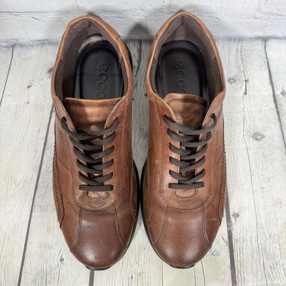 Ecco Irving Men Size 10-10.5 Brown Leather Trainers Lace Up Comfort Career Shoes main image 12